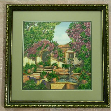 Canvas for bead embroidery "Patio Garden" 11.8"x11.8" / 30.0x30.0 cm