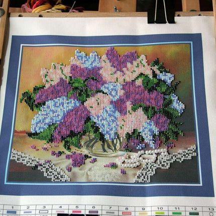 DIY Bead Embroidery Kit "Lilacs" 11.0"x9.4" / 28.0x24.0 cm