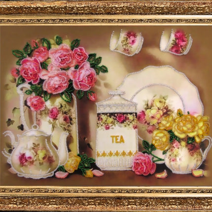 DIY Bead Embroidery Kit "Tea Set" 10.6"x14.2" (27.0x36.0 cm)