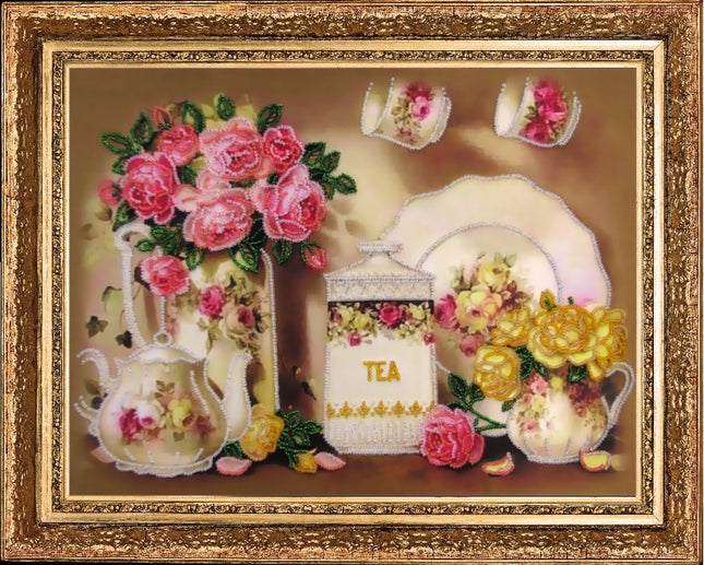 DIY Bead Embroidery Kit "Tea Set" 10.6"x14.2" (27.0x36.0 cm)