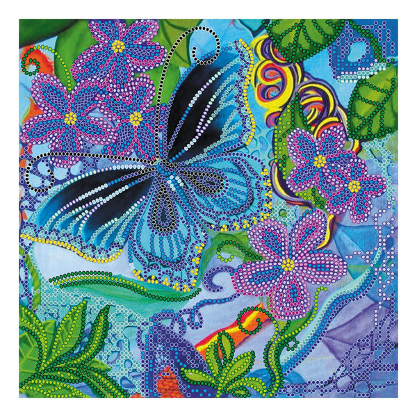 Canvas for bead embroidery "Blue Moth" 7.9"x7.9" / 20.0x20.0 cm