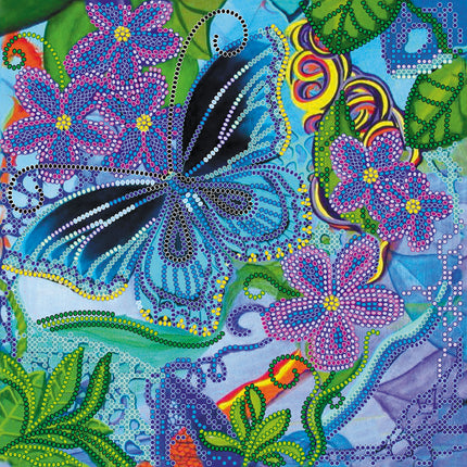 Canvas for bead embroidery "Blue Moth" 7.9"x7.9" / 20.0x20.0 cm