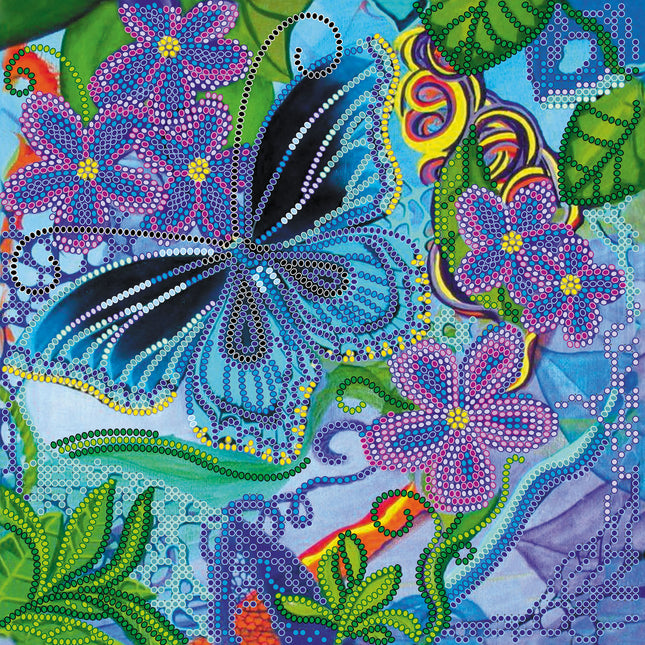 Canvas for bead embroidery "Blue Moth" 7.9"x7.9" / 20.0x20.0 cm