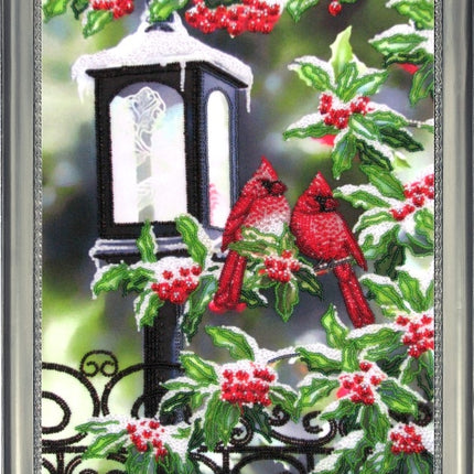DIY Bead Embroidery Kit "Cardinal Birds" 14.6"x10.6" / 37.0x27.0 cm
