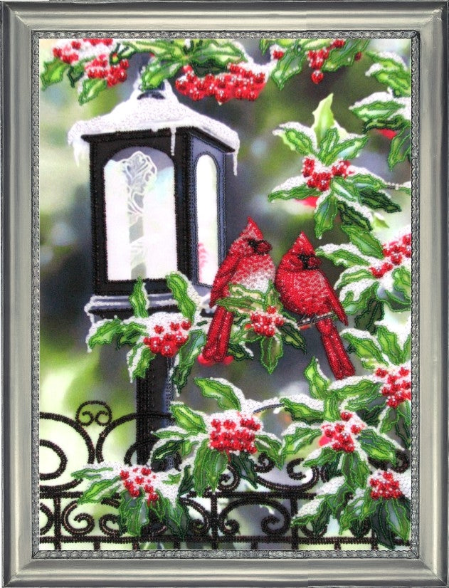 DIY Bead Embroidery Kit "Cardinal Birds" 14.6"x10.6" / 37.0x27.0 cm