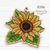 DIY Cross stitch kit on wood "Sunflower" 3.7x3.7 in / 9.5x9.5 cm