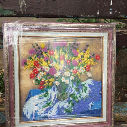 Canvas for bead embroidery "Meadow flowers-1" 11.8"x11.8" / 30.0x30.0 cm