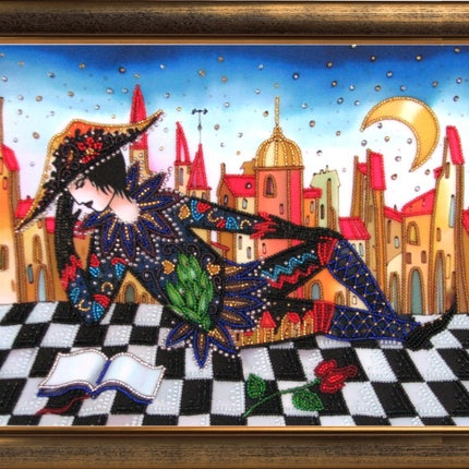 DIY Bead Embroidery Kit "Harlekin" 9.4"x14.2" / 24.0x36.0 cm