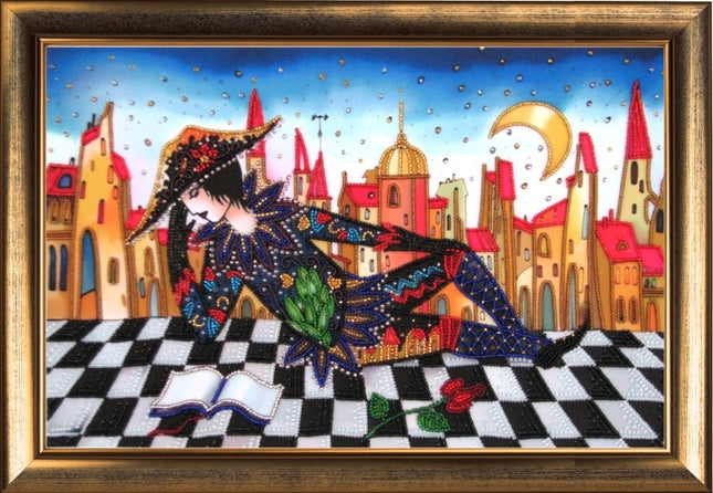 DIY Bead Embroidery Kit "Harlekin" 9.4"x14.2" / 24.0x36.0 cm