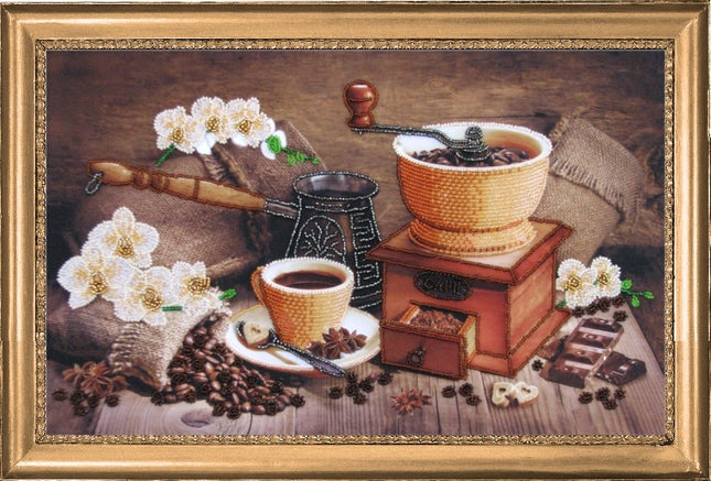 DIY Bead Embroidery Kit "Turkish Coffee" 9.4"x15.0" (24.0x38.0 cm)