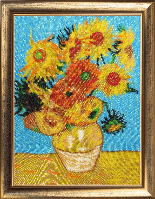 DIY Bead Embroidery Kit "Sunflowers after V. Van Gogh" 1.4"x1.0" / 3.5x2.6 cm
