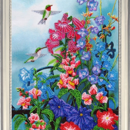 DIY Bead Embroidery Kit "Garden's Corner" 14.2"x9.8" / 36.0x25.0 cm