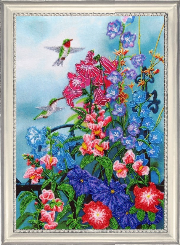 DIY Bead Embroidery Kit "Garden's Corner" 14.2"x9.8" / 36.0x25.0 cm