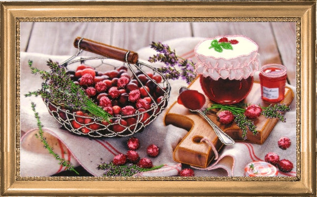 DIY Bead Embroidery Kit "Still-Life with Jam" 8.7"x15.0" / 22.0x38.0 cm