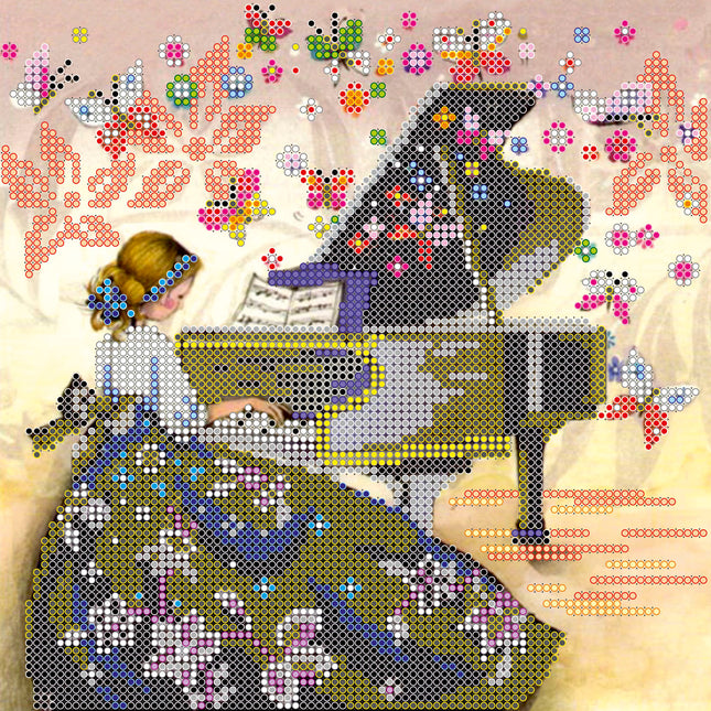 Canvas for bead embroidery "Visit of Muse" 7.9"x7.9" / 20.0x20.0 cm