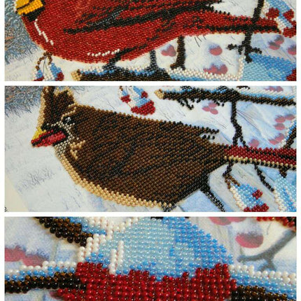 Canvas for bead embroidery "Wild ash bird" 11.8"x11.8" / 30.0x30.0 cm