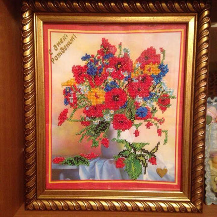 DIY Bead Embroidery Kit "Summer imagination" 8.5"x9.8" / 21.5x25.0 cm