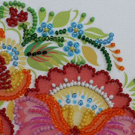 DIY Bead Embroidery Kit "Hohloma – 1"  5.9"x5.9" / 15.0x15.0 cm