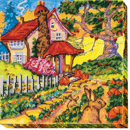 DIY Bead Embroidery Kit "Fabulous autumn" 11.8"x11.8" / 30.0x30.0 cm