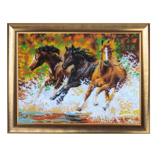 DIY Bead Embroidery Kit "In a Sonant Clatter of Hoofs" 10.2"x13.8" / 26.0x35.0 cm