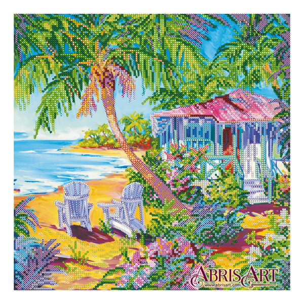 Canvas for bead embroidery "Tropical paradise" 11.8"x11.8" / 30.0x30.0 cm