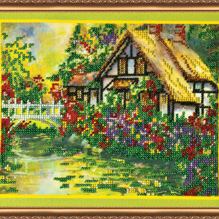 DIY Bead Embroidery Kit "The old bridge" 9.8"x8.1" / 25.0x20.5 cm