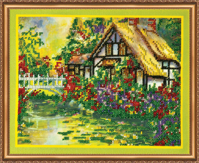 DIY Bead Embroidery Kit "The old bridge" 9.8"x8.1" / 25.0x20.5 cm