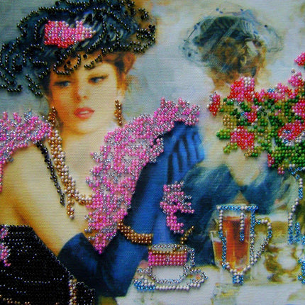 Canvas for bead embroidery "The Parisian Woman" 7.9"x7.9" / 20.0x20.0 cm