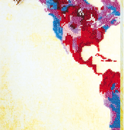 DIY Bead Embroidery Kit "World map - 1" 7.1"x13.4" / 18.0x34.0 cm