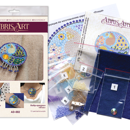 Beadwork kit for creating brooch "Bird"