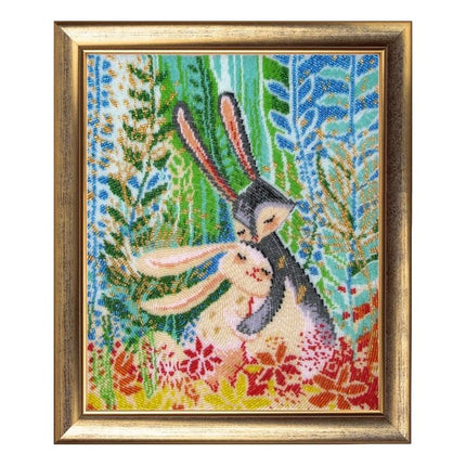 DIY Bead Embroidery Kit "In a Dark Blue Wood" 13.0"x11.0" / 33.0x28.0 cm