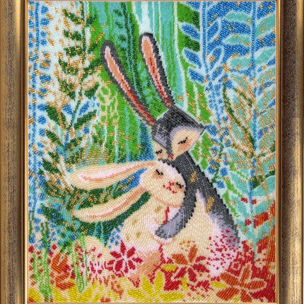 DIY Bead Embroidery Kit "In a Dark Blue Wood" 13.0"x11.0" / 33.0x28.0 cm