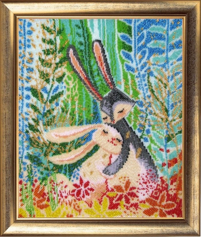 DIY Bead Embroidery Kit "In a Dark Blue Wood" 13.0"x11.0" / 33.0x28.0 cm