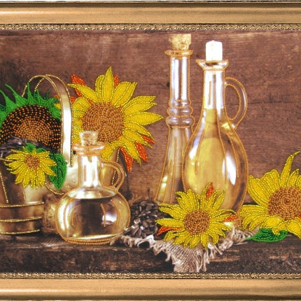 DIY Bead Embroidery Kit "Sunflower Seed Oil" 9.8"x15.0" (25.0x38.0 cm)