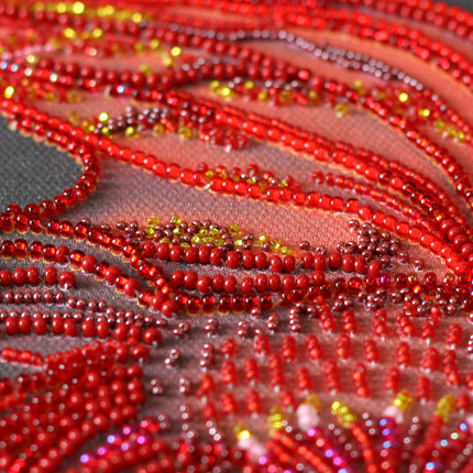 DIY Bead Embroidery Kit "Red gold" 10.6"x15.4" / 27.0x39.0 cm
