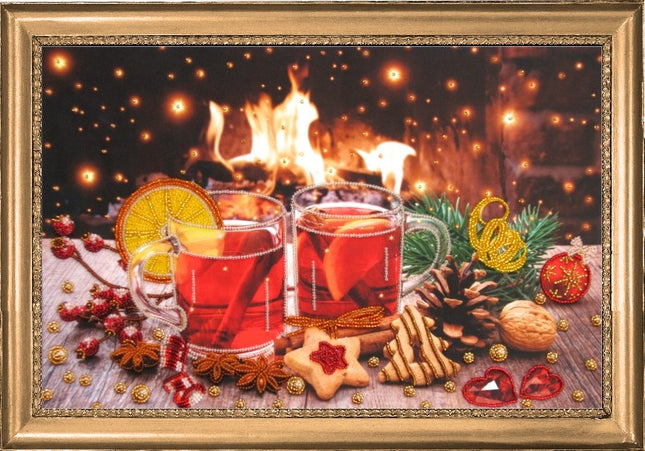 DIY Bead Embroidery Kit "Mulled Wine for Two" 9.8"x15.0" (25.0x38.0 cm)