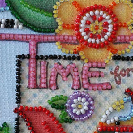 DIY Bead Embroidery Kit "Teatime"  5.9"x5.9" / 15.0x15.0 cm