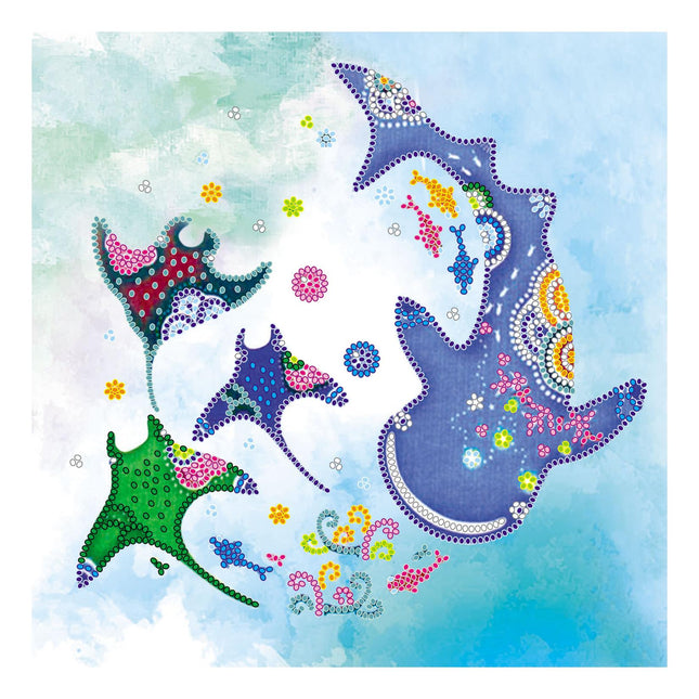 Canvas for bead embroidery "Under the water" 7.9"x7.9" / 20.0x20.0 cm