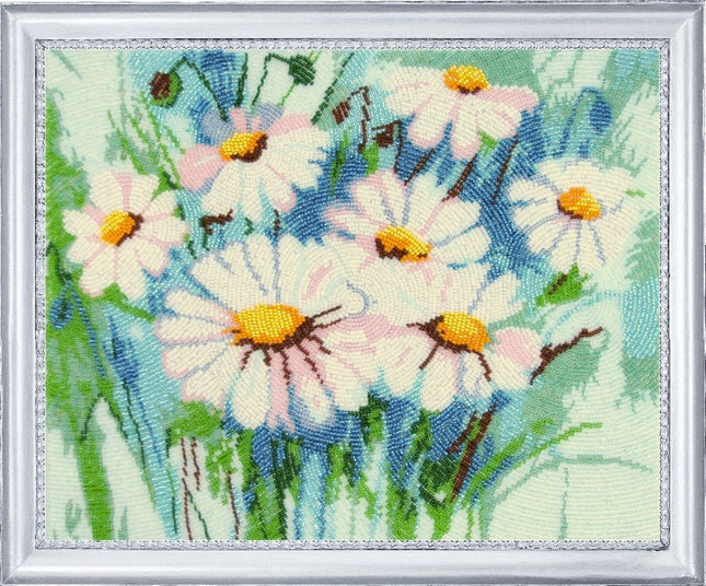 DIY Bead Embroidery Kit "Camomiles (after O. Darchuk)" 10.6"x13.0" / 27.0x33.0 cm