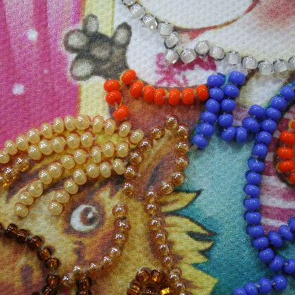 DIY Bead Embroidery Kit "On a rocking horse"  5.9"x5.9" / 15.0x15.0 cm
