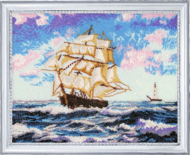 Bead DIY Embroidery Kit "Frigate" 10.6"x13.4"/ 27.0x34.0 cm