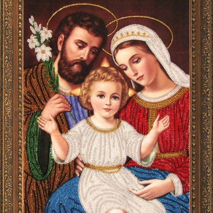 DIY Bead Embroidery Kit "The Holy Family" 14.2"x10.6" / 36.0x27.0 cm