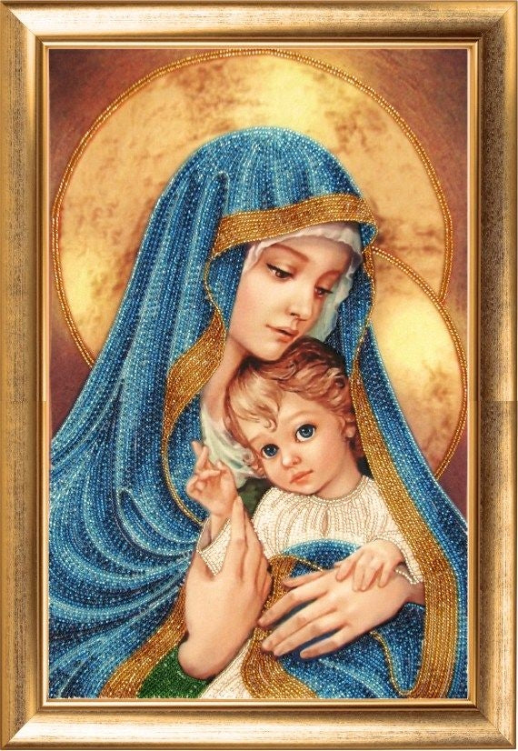 DIY Bead Embroidery Kit "Madonna" 15.4"x9.8" / 39.0x25.0 cm