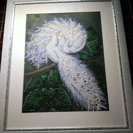 DIY Bead Embroidery Kit "White happiness" 11.8"x15.7" / 30.0x40.0 cm