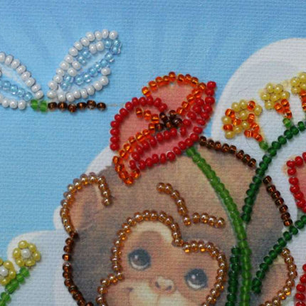 DIY Bead Embroidery Kit "Poppies bunch"  5.9"x5.9" / 15.0x15.0 cm