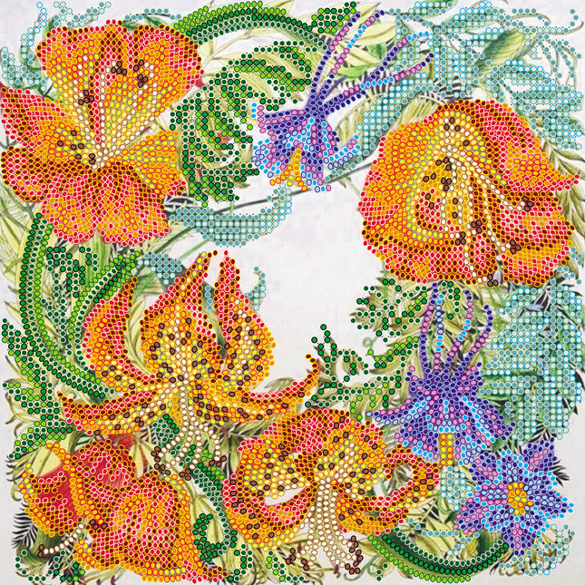 Canvas for bead embroidery "Wild lily" 7.9"x7.9" / 20.0x20.0 cm