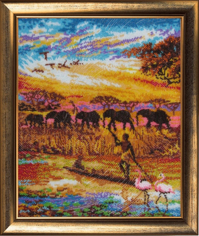 Bead DIY Embroidery Kit "Africa part 2" 13.0"x10.6"/ 33.0x27.0 cm