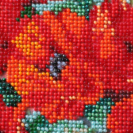 DIY Bead Embroidery Kit "Poppies and buldenezh" 12.2"x16.5" / 31.0x42.0 cm