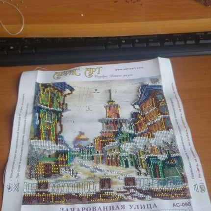 Canvas for bead embroidery "Bewitched Street" 7.9"x7.9" / 20.0x20.0 cm