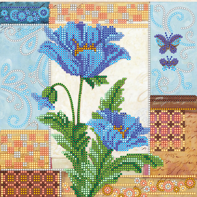 Canvas for bead embroidery "Heavenly blue" 7.9"x7.9" / 20.0x20.0 cm